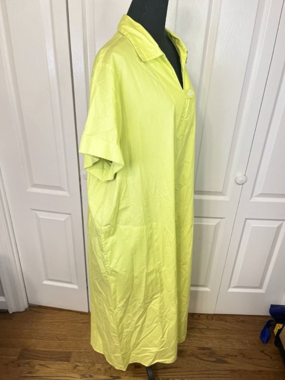 Banana Republic Cotton Tab Poplin Trapeze Maxi Shirt Dress Sz XXL Collared Yello - Picture 6 of 11